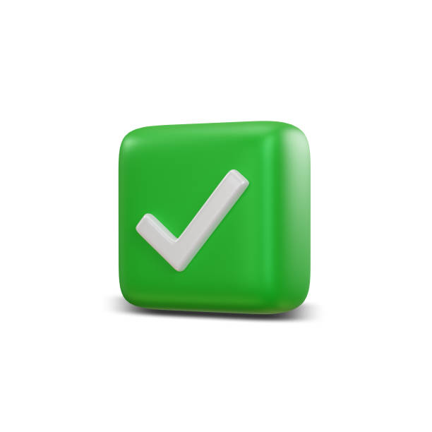 istock Check mark symbols icon. Buttons with checkmark. clipping path. 3D rendering 1472430984
