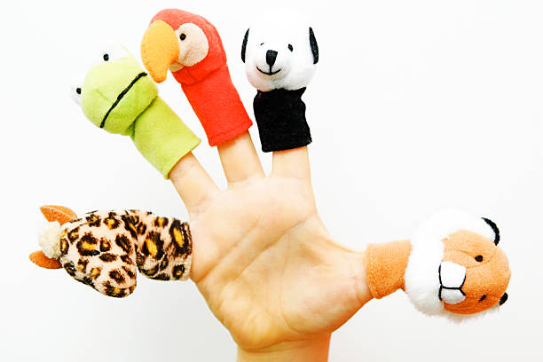 istock Right hand wearing five different finger puppets 147243112