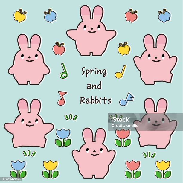 Spring Material And Rabbit Setline Drawing Stock Illustration ...