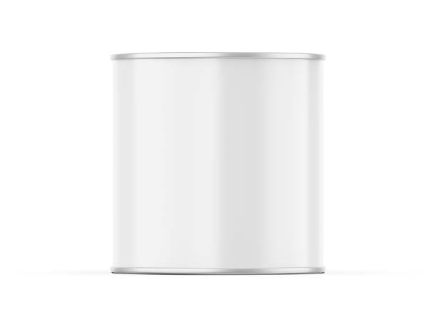 istock Paper tin can mockup template for branding and promotion, 3d render illustration. 1472432182