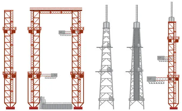 Vector illustration of Rocket Launch Scaffolding Vector