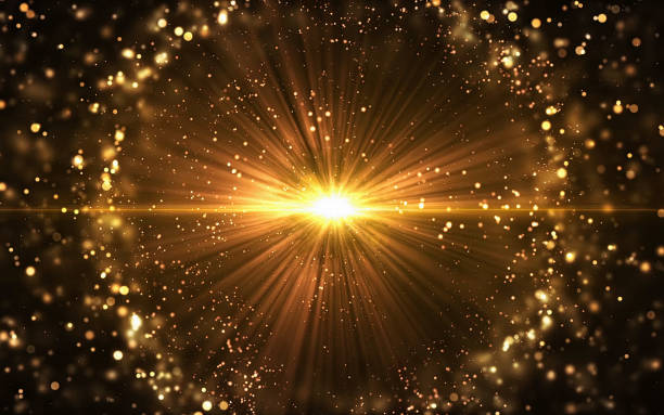 istock Abstract golden background with lens flare and bokeh effect. 1472434489