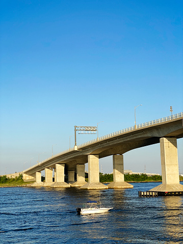 Sea and bridge in Sandy Hook, New Jersey