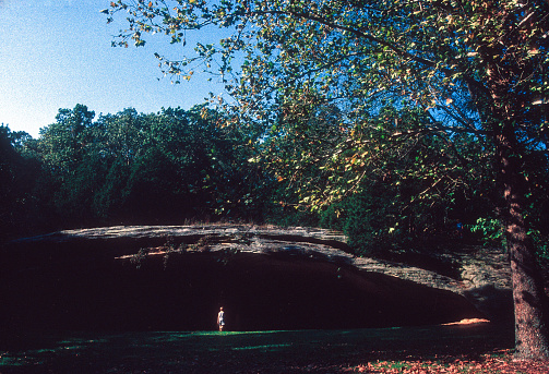 Graham Cave SP - Wide Cave & Boy - 1998. Scanned from Kodachrome 200 slide.