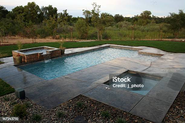 Pool And Spa With A View Stock Photo - Download Image Now - Swimming Pool, Concrete, Deck