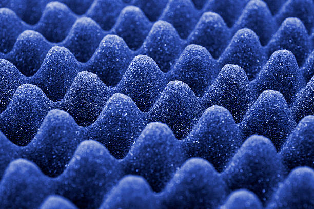 A blue acoustic foam background stock photo