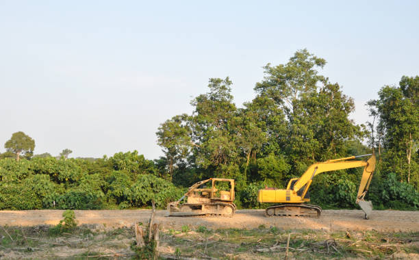 istock Bulldozer and Excavator in the forest coal mining area 1472439802
