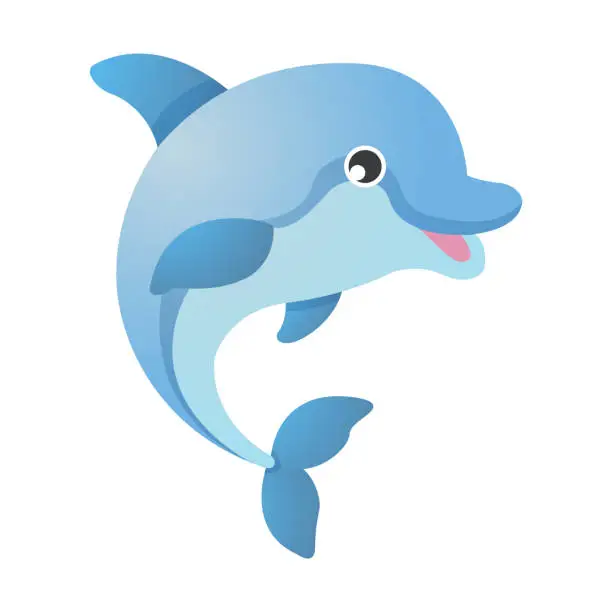 Vector illustration of Dolphin cartoon character . Vector .