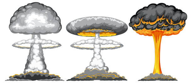 die atombombenpilzwolke - atombombenexplosion stock-grafiken, -clipart, -cartoons und -symbole