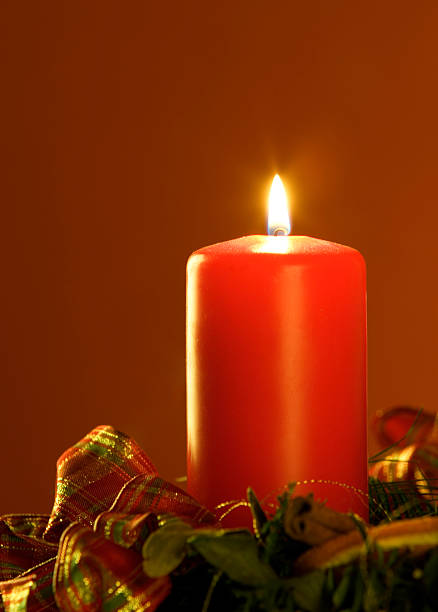 Christmas candle stock photo