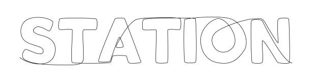 istock One continuous line of Station word. Thin Line Illustration vector concept. Contour Drawing Creative ideas. 1472443142