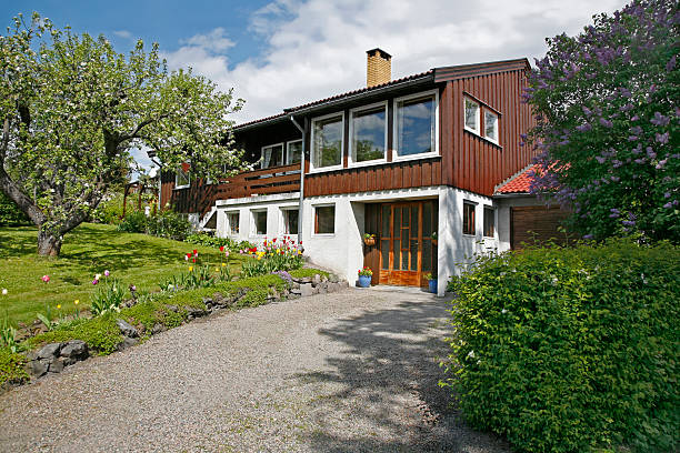Typical Norwegian Home Typical Norwegian architecture from 1964 located in Oslo, Norway. norwegian culture photos stock pictures, royalty-free photos & images