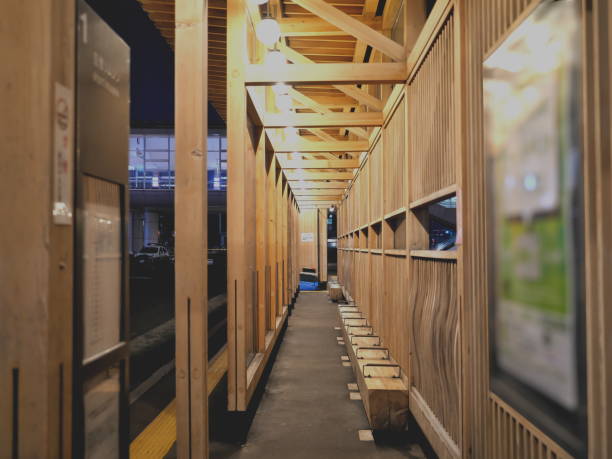 istock Bus terminal at Akita, Japan, at dawn 1472445323