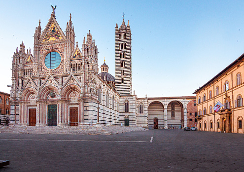 Siena, Italy 02 June 2022 Front view to Cathedral Santa Maria Assunta of Siena