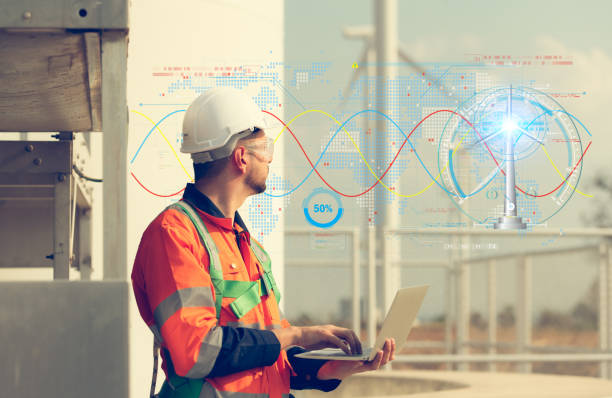 istock Engineers are controlling a wind turbine with AI technology for precision and accuracy with minimal errors. 1472447782