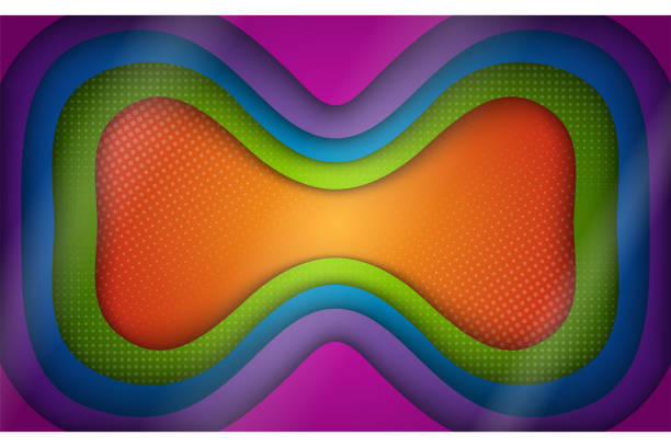 背景にピンク、紫、緑、黄色、青の湾曲した紙のレイヤーのベクターイラスト - backgrounds transparent circle purple点のイラスト素材／クリップアート素材／マンガ素材／アイコン素材