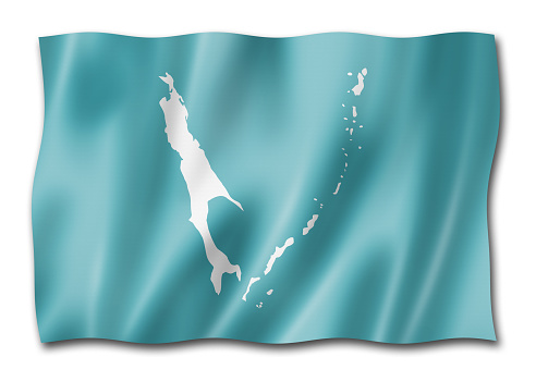 Sakhalin state - Oblast -  flag, Russia waving banner collection. 3D illustration
