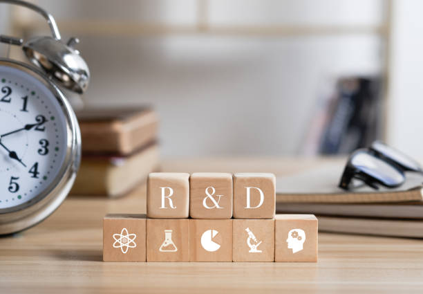 istock Cubes with letters R&D means Research & Development, Research and Development Business Science Technology Concept. Sales, business. 1472455522