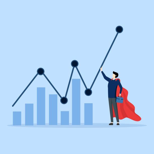 istock Concept Increase investment profit, superhero entrepreneur help increase chart. 1472455540