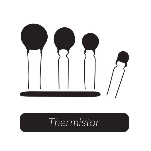ikona termistora ustawiona na białym tle. - thermistor stock illustrations