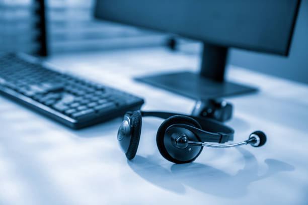 istock Essential equipment concept for competent online operators. 1472456858