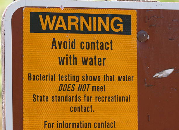 Warning Avoid Contact with Water Sign stock photo