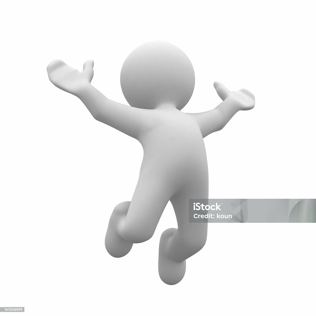 your success 3d human happy jump in air Activity Stock Photo