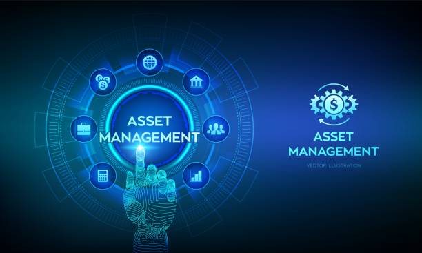 istock Asset management. Business investment banking payment technology concept on virutal screen. Robotic hand touching digital interface. Vector illustration. 1472459386