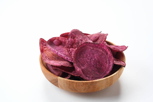 Keripik Ubi Ungu or Sweet Potato Chips, Indonesian traditional snack.