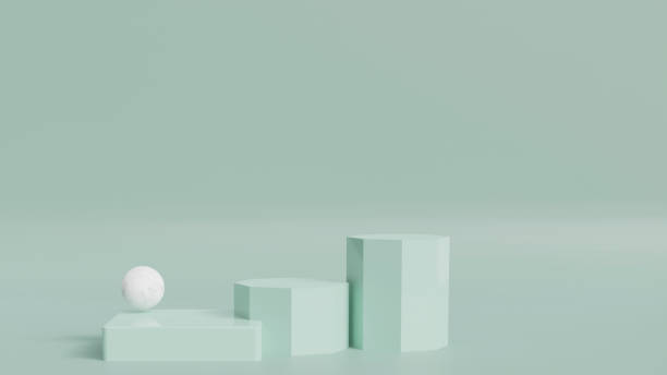 istock light green podium For placing products, cosmetics, 3D rendering 1472463196