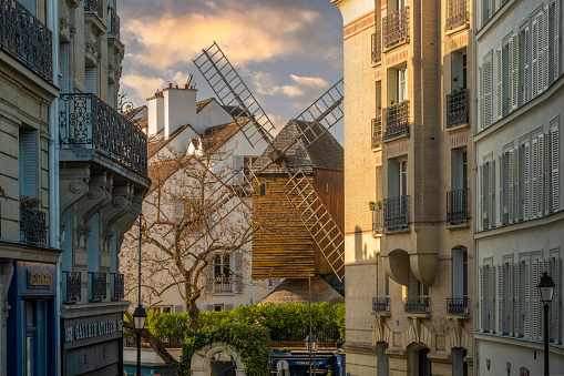 The Moulin de la Galette is a windmill near the top of the typical Montmartre hill in Paris. Nineteenth-century owners, the Debray family, made a brown bread, called galette, which became popular and gave its name to the windmill.