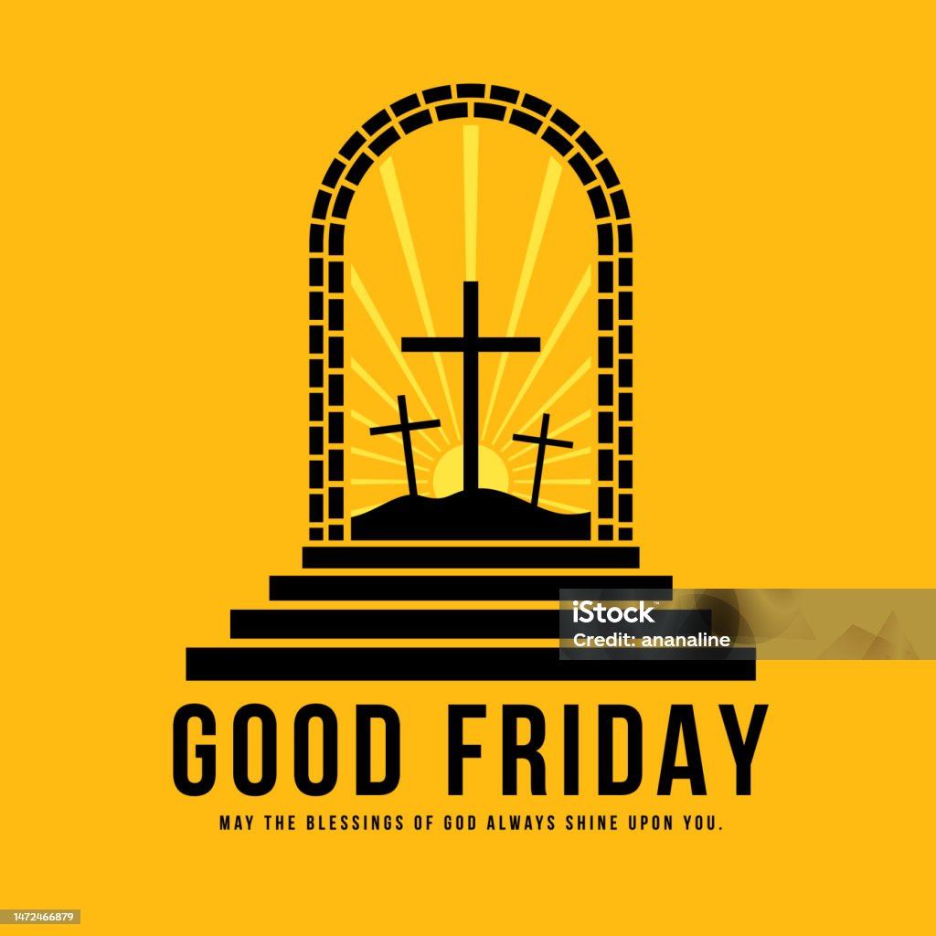 Good Friday Black Three Cross And Sunlight Looking Out From Door ...