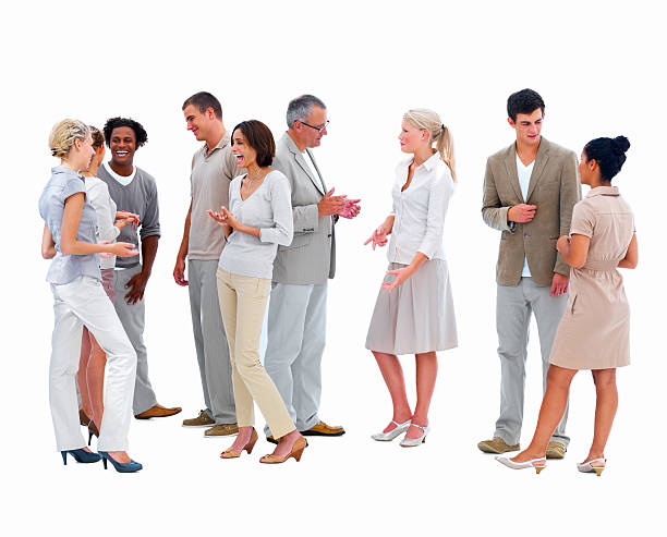 Happy business people conversing with each other