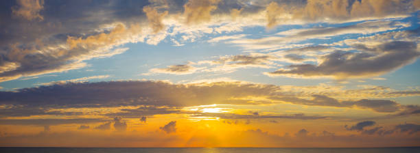 istock blue cloudy sky and low evenind sun, beautiful dramatic sunset background 1472474269