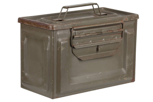 istock US army green metal .50 cal ammo can. 1472475582