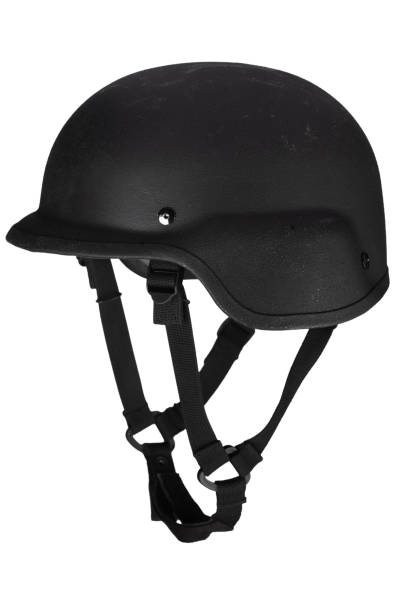 istock Black ballistic kevlar military helmet. 1472475718