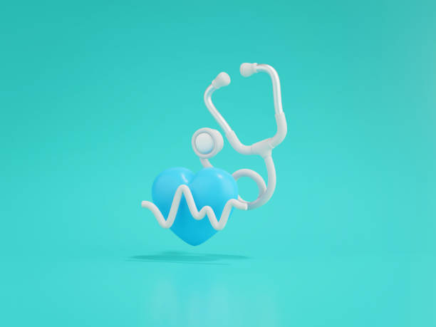 istock 3d render of stethoscope and heart with pulse rate icon 1472476870