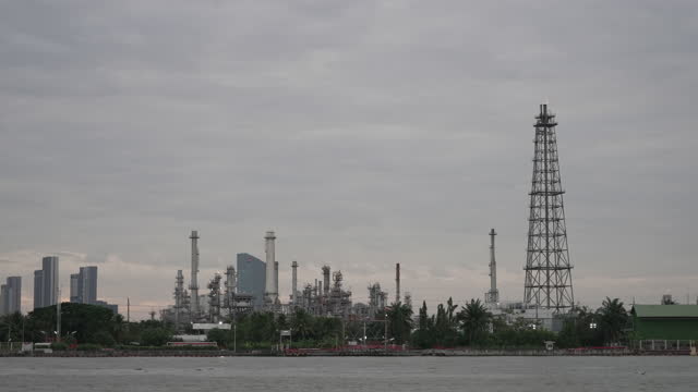 Time lapse of refinery oil station.