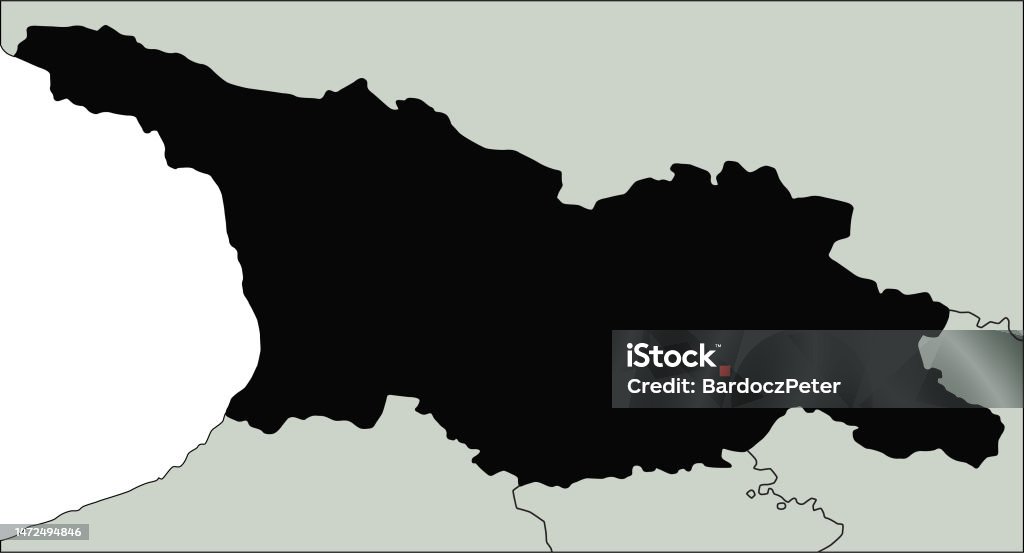 Highly Detailed Georgia Silhouette Map Stock Illustration - Download