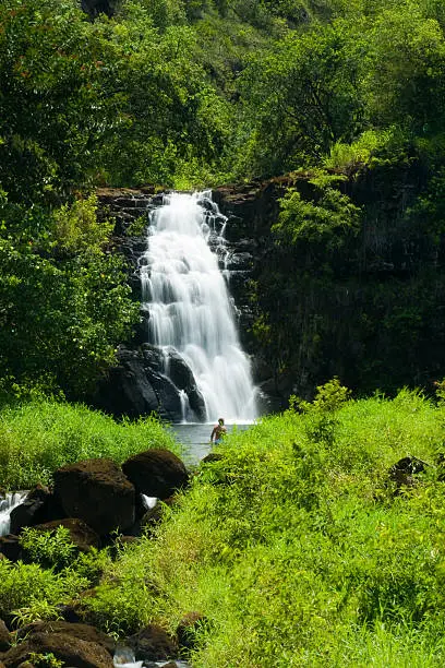 Long exposure of the Waimea Waterfall on Oahu