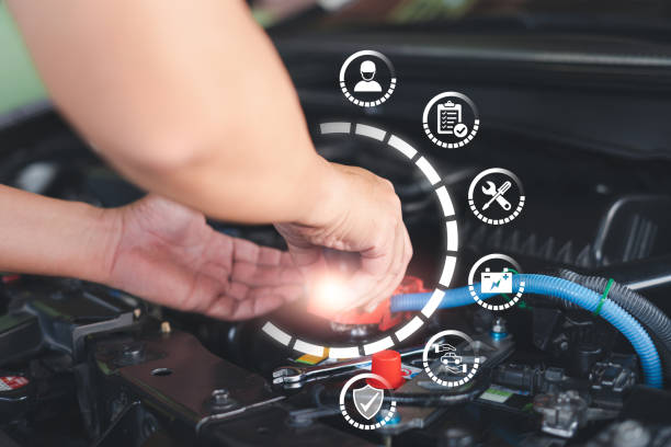 istock Car service technology, Terms of Customer Service Guarantee on virtual screens concept, Employees maintenance check the conditions of service repair auto part on standard process 1472498877