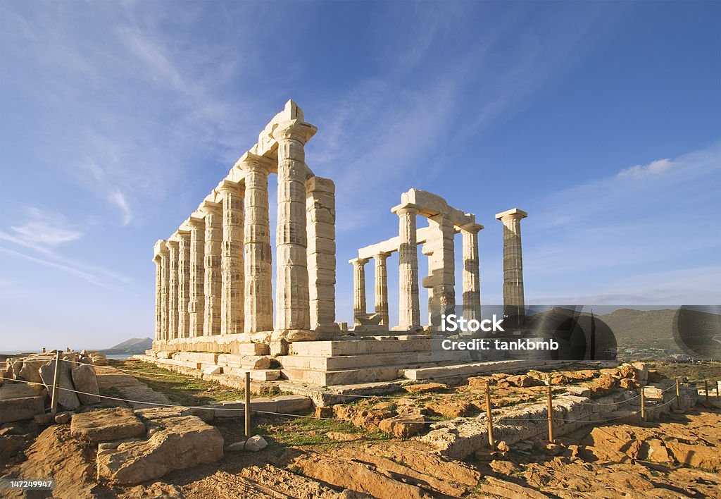 Temple of Poseidon Temple of Poseidon at Cape Sounion near Athens, Greece. c 440 BC. Temple of Poseidon Stock Photo