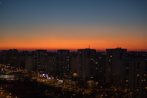 Sunset over New Belgrade, Serbia
