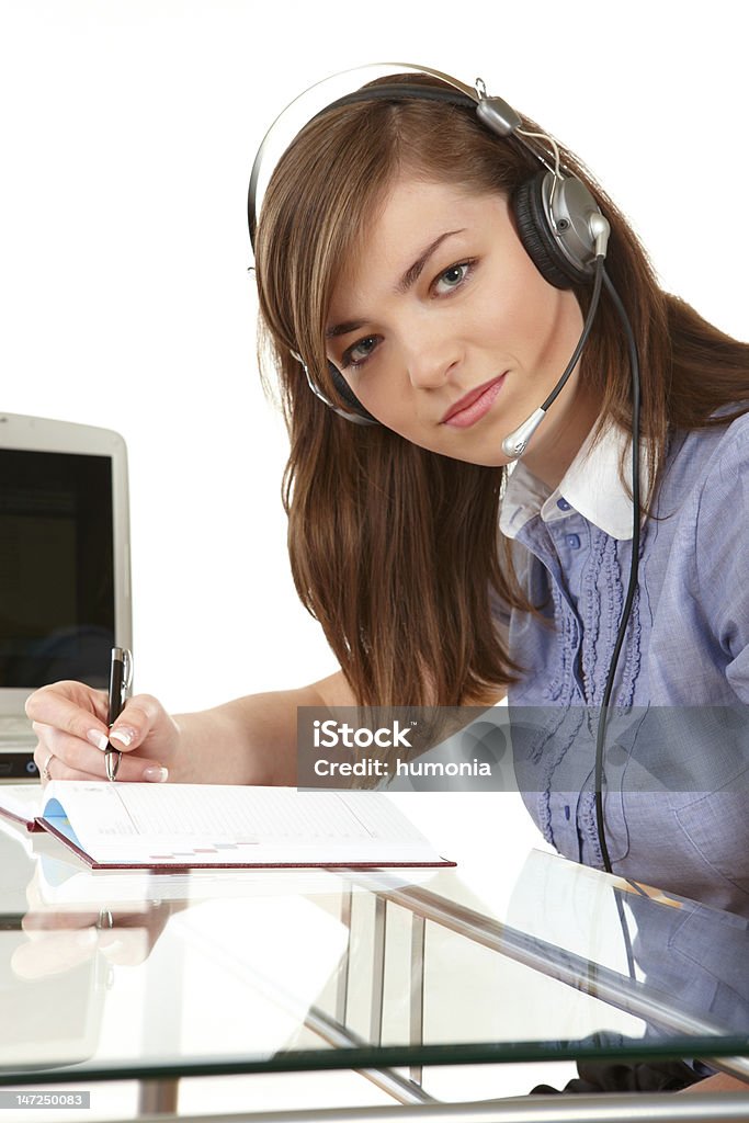 Frau mit headset im Büro - Lizenzfrei Am Telefon Stock-Foto