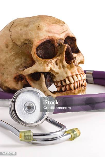 Crânio E Estetoscópio - Fotografias de stock e mais imagens de Anatomia - Anatomia, Barulho, Ciência