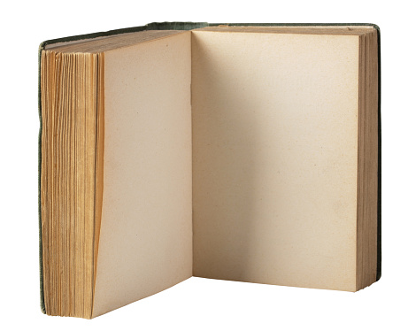 Old book isolated with clipping path. Very high resolution and lot of details.