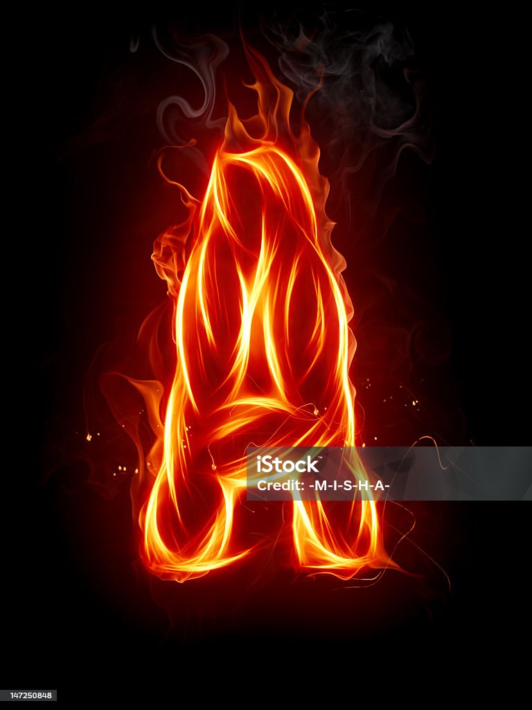 Fire Litera A - Zbiór zdjęć royalty-free (Alfabet)
