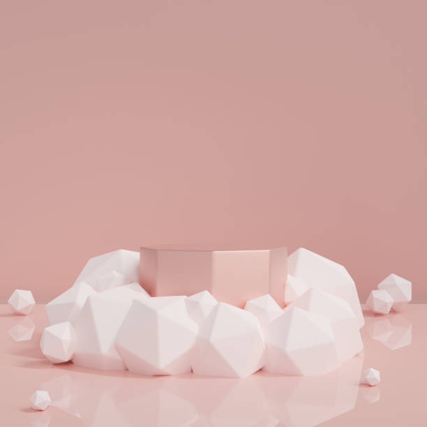 istock 3D render Geometric shapes with Pastel colors background. pink background. 1472509988