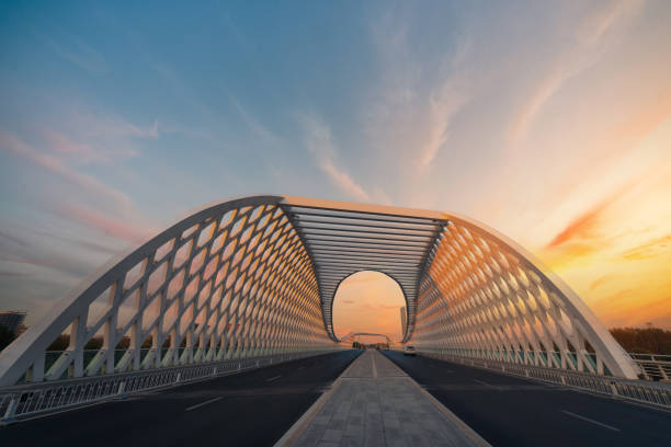 istock Modern bridge in the sunset 1472511827
