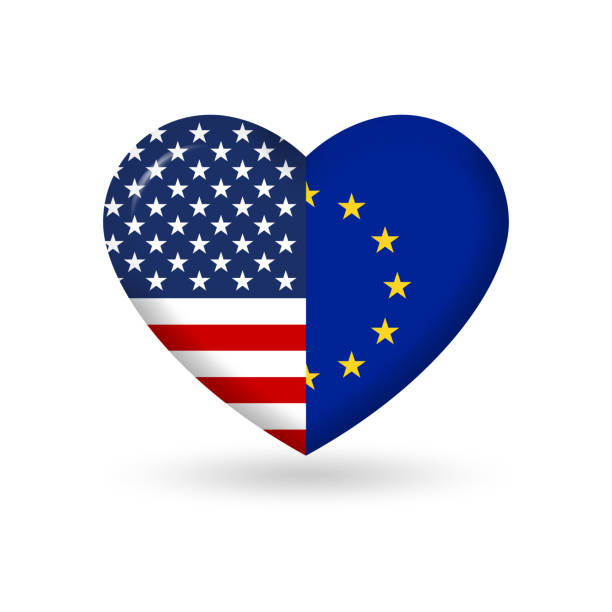 flagi serca usa i ue. ikona 3d. unia europejska i amerykańskie symbole narodowe. ilustracja wektorowa. - 11207 stock illustrations